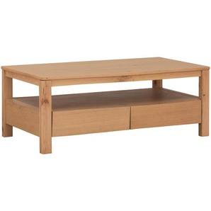 Mid.you Couchtisch, Natur, Holz, Holzwerkstoff, Eiche, furniert, massiv, 2 Schubladen, rechteckig, eckig, 120x45x60 cm, Wohnzimmer, Wohnzimmertische, Couchtische