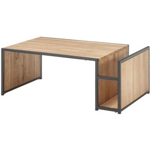 Mid.you Couchtisch, Schwarz, Eiche, Holz, Metall, Eiche, massiv, rechteckig, eckig, 60x40x110 cm, offenes Fach, Wohnzimmer, Wohnzimmertische, Couchtische