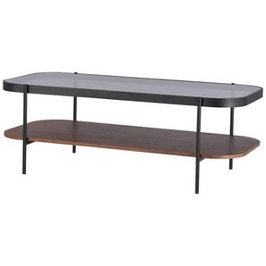 Mid.you Couchtisch, Schwarz, Eiche, Metall, Glas, Holzwerkstoff, rechteckig, Rundrohr, 120x43x58 cm, Wohnzimmer, Wohnzimmertische, Couchtische