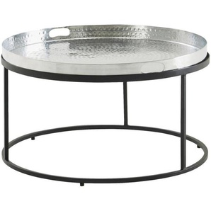 Mid.you Couchtisch, Silber, Metall, rund, rund, 62x36x62 cm, abnehmbares Tablett, Wohnzimmer, Wohnzimmertische, Couchtische