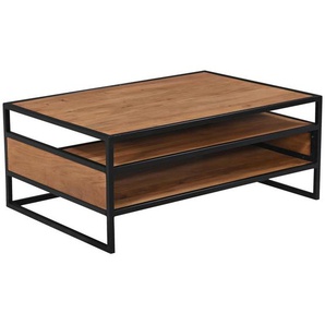 Mid.you Couchtisch Urban Garden 2.0, Schwarz, Honig, Holz, Metall, Akazie, massiv, rechteckig, Kufe, 99x41x70 cm, offenes Fach, Wohnzimmer, Wohnzimmertische, Couchtische