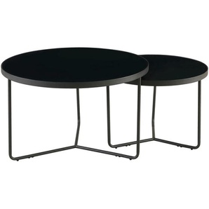 Mid.you Couchtischset, Schwarz, Metall, Glas, rund, Rundrohr, 60x49.5x80 cm, Wohnzimmer, Wohnzimmertische, Couchtische