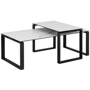 Mid.you Couchtischset, Schwarz, Weiß, Metall, Glas, 2-teilig, rechteckig, 55x45x115 cm, Reach, Wohnzimmer, Wohnzimmertische, Satztische