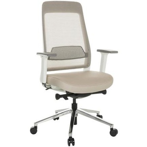 Mid.you Drehstuhl, Grau, Weiß, Beige, Textil, Drehkreuz, 67x118x63 cm, Wippmechanik mit Härtegradeinstellung, ergonomische Rückenlehne, Arbeitszimmer, Bürostühle, Drehstühle