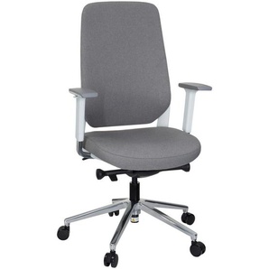 Mid.you Drehstuhl, Grau, Weiß, Kunststoff, Textil, Drehkreuz, 56x131x67 cm, Wippmechanik mit Härtegradeinstellung, ergonomische Rückenlehne, Arbeitszimmer, Bürostühle, Drehstühle