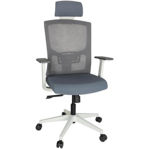 Mid.you Drehstuhl, Grau, Weiß, Kunststoff, Textil, Drehkreuz, 70x135x58 cm, ergonomische Rückenlehne, Arbeitszimmer, Bürostühle, Drehstühle