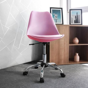 Mid.you Drehstuhl, Pink, Kunststoff, Textil, Drehkreuz, 48x86x54 cm, ergonomische Rückenlehne, Arbeitszimmer, Bürostühle, Drehstühle