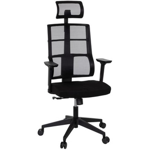 Mid.you Drehstuhl, Schwarz, Textil, Drehkreuz, 64x138x62 cm, Wippmechanik mit Härtegradeinstellung, ergonomische Rückenlehne, Arbeitszimmer, Bürostühle, Drehstühle