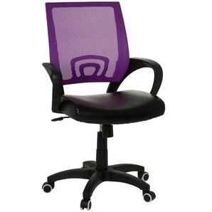 Mid.you Drehstuhl, Schwarz, Violett, Textil, Drehkreuz, 59x105x53 cm, Wippmechanik mit Härtegradeinstellung, Sitzfläche 360° drehbar, ergonomische Rückenlehne, Arbeitszimmer, Bürostühle, Drehstühle