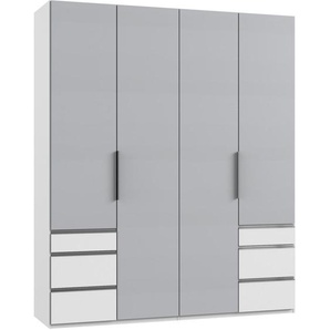 Mid.you Drehtürenschrank Wimex Level 36A, Weiß, Hellgrau, Holzwerkstoff, 4 Fächer, 6 Schubladen, 200x236x58 cm, BQ - Bündnis für Qualität, Made in Germany, DIN EN ISO 9001, umfangreiches Zubehör erhältlich, in verschiedenen Größen und Holzdekoren