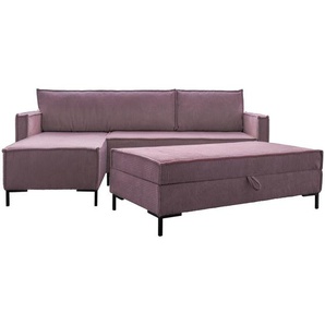 Mid.you Eckschlafsofa, Altrosa, Textil, 4-Sitzer, L-Form, einmalig seitenverkehrt montierbar, 232x90x154 cm, Made in EU, Rücken echt, Wohnzimmer, Sofas & Couches, Wohnlandschaften