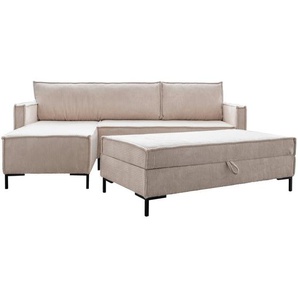 Mid.you Eckschlafsofa, Beige, Textil, 232x90x154 cm, Wohnzimmer, Sofas & Couches, Wohnlandschaften