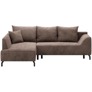 Mid.you Eckschlafsofa, Braun, Textil, 3-Sitzer, Füllung: Faserbällchen, Schaumstoffflocken,Faserbällchen, Schaumstoffflocken,Faserbällchen, Schaumstoffflocken, 273x167 cm, Made in EU, Oeko-Tex® Standard 100, Bettkasten erhältlich, seitenverkehrt Schlafen