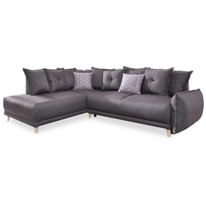 Mid.you Eckschlafsofa Lazy Lukka, Dunkelgrau, Textil, Kiefer, Uni, 4-Sitzer, Füllung: Polyetherschaumkern, 235x190 cm, Made in EU, erweiterbar, seitenverkehrt erhältlich, Schlafen auf Sitzhöhe, Wohnzimmer, Sofas & Couches, Wohnlandschaften