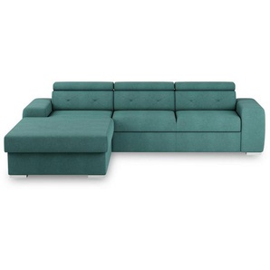 Mid.you Eckschlafsofa Madison, Grün, Textil, 296x195 cm, Made in EU, Armteil links, rechts, Wohnzimmer, Sofas & Couches, Wohnlandschaften