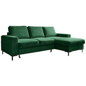 Mid.you Eckschlafsofa, Smaragdgrün, Textil, 4-Sitzer, 236x148 cm, Made in EU, Bettkasten erhältlich, Liegefunktion, Bettfunktion Rücken echt, Armteil links, rechts, Wohnzimmer, Sofas & Couches, Wohnlandschaften