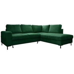 Mid.you Eckschlafsofa, Smaragdgrün, Textil, 6-Sitzer, 237x197 cm, Made in EU, Bettfunktion erhältlich, Armteil links, Wohnzimmer, Sofas & Couches, Wohnlandschaften