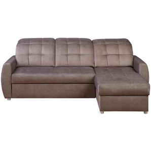 Mid.you Eckschlafsofa, Taupe, Textil, 221x177 cm, Rücken echt, Armlehnen seitenverkehrt montierbar, Wohnzimmer, Sofas & Couches, Wohnlandschaften