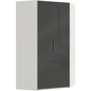 Mid.you Eckschrank Wimex Level 36C, Grau, Weiß, Metall, 8 Fächer, 120x216x120 cm, BQ - Bündnis für Qualität, Made in Germany, DIN EN ISO 9001, Beleuchtung, in verschiedenen Holzdekoren erhältlich, Schlafzimmer, Kleiderschränke, Eckschränke