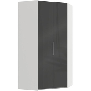 Mid.you Eckschrank Wimex Level 36C, Grau, Weiß, Metall, 9 Fächer, 120x236x120 cm, BQ - Bündnis für Qualität, Made in Germany, DIN EN ISO 9001, in verschiedenen Größen erhältlich, Holzdekoren erhältlich, Schlafzimmer, Kleiderschränke, Eckschränke