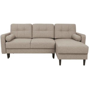 Mid.you Ecksofa, Beige, Textil, Eiche, 2-Sitzer, Füllung: Polyetherschaumkern, seitenverkehrt montierbar, L-Form, 223x157 cm, Made in EU, Liegefunktion, Wohnzimmer, Sofas & Couches, Wohnlandschaften