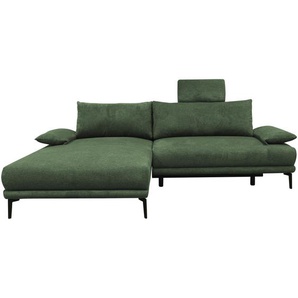 Mid.you Ecksofa, Grün, Textil, Ottomane links, L-Form, 260x192 cm, Made in EU, Liegefunktion, Wohnzimmer, Sofas & Couches, Wohnlandschaften