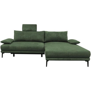 Mid.you Ecksofa, Grün, Textil, Ottomane rechts, L-Form, 260x192 cm, Made in EU, Liegefunktion, Wohnzimmer, Sofas & Couches, Wohnlandschaften