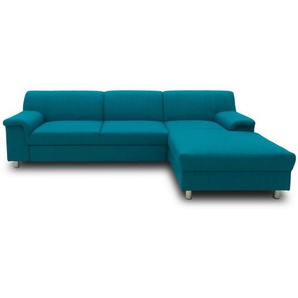 Mid.you Ecksofa, Petrol, Textil, Uni, 3-Sitzer, L-Form, 252x150 cm, Made in EU, Schlafen auf Sitzhöhe, Rücken echt, Armteil links, rechts, Wohnzimmer, Sofas & Couches, Wohnlandschaften, Ecksofas