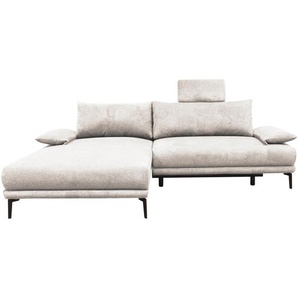 Mid.you Ecksofa, Weiß, Textil, Ottomane links, L-Form, 260x192 cm, Made in EU, Liegefunktion, Wohnzimmer, Sofas & Couches, Wohnlandschaften