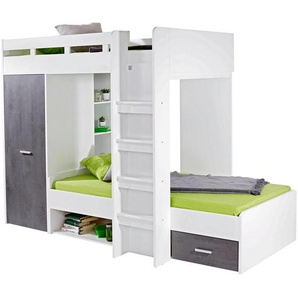 Mid.you Etagenbett, Holzwerkstoff, Betonoptik, 90x200 cm, mit Schubkästen, Kinder- & Jugendzimmer, Kindermöbel, Kinderbetten, Etagenbetten