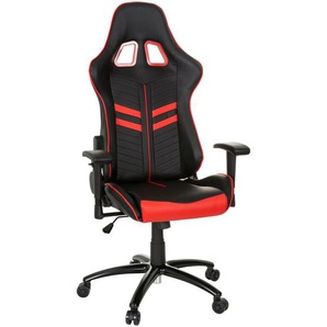 Mid.you Gamingstuhl, Rot, Schwarz, Kunststoff, Textil, Drehkreuz, 72x138x63 cm, Wippmechanik mit Härtegradeinstellung, Kinder- & Jugendzimmer, Jugendmöbel, Gamingstühle