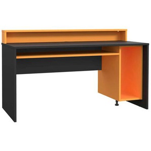 Mid.you Gamingtisch, Orange, Schwarz, Metall, Kunststoff, Holzwerkstoff, rechteckig, Wange, 69x93.8x160 cm, Kabeldurchlass, Stauraum, Regal, Arbeitszimmer, Schreibtische, Computertische