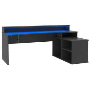 Mid.you Gamingtisch, Schwarz, Metall, Kunststoff, Holzwerkstoff, rechteckig, Wange, 125.4x91.1x200 cm, Kabeldurchlass, Stauraum, Arbeitszimmer, Schreibtische, Computertische