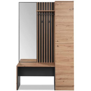 Mid.you Garderobe, Anthrazit, Eiche Artisan, Holzwerkstoff, 122x190x37 cm, Garderobe, Garderoben-Sets