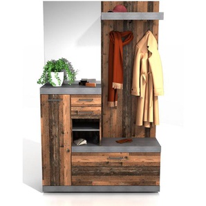 Mid.you Garderobe, Graphit, Dunkelbraun, Holzwerkstoff, 120x194x36 cm, Garderobe, Garderoben-Sets