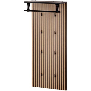 Mid.you Garderobenpaneel, Schwarz, Eiche, Holzwerkstoff, 50x110.6x20.9 cm, Aufhängemöglichkeit, Hutablage, Garderobe, Garderobenpaneele, Garderobenpaneele