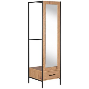 Mid.you Garderobenschrank, Natur, Schwarz, Metall, 1 Schubladen, 44.5x165x50 cm, Garderobe, Garderobenschränke, Garderobenschränke