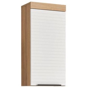 Mid.you Hängeschrank, Weiß, Eiche, Holzwerkstoff, 2 Fächer, 36x77x23 cm, hängend, Badezimmer, Badezimmerschränke, Hängeschränke