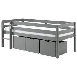 Mid.you Hochbett, Grau, Holzwerkstoff, Kiefer, Höhe ca. 20 cm, 90x200 cm, Lattenrost,nicht verstellbar, Kinder- & Jugendzimmer, Kindermöbel, Kinderbetten, Hochbetten