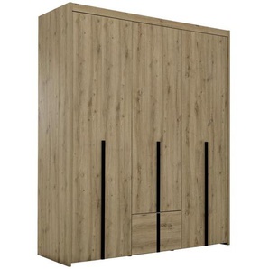 Mid.you Kleiderschrank Trevor, Eiche Artisan, Holzwerkstoff, Holzoptik, 4 Fächer, 1 Schubladen, 181x215x60 cm, ISO 9001, Pefc, Kinder- & Jugendzimmer, Jugendmöbel, Jugendkleiderschränke