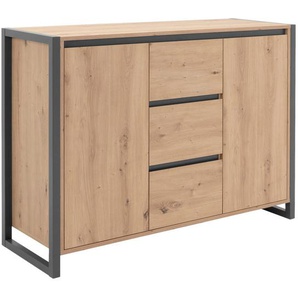 Mid.you Kommode, Eiche, Holzwerkstoff, 2 Fächer, 120x88x40 cm, Wohnzimmer, Kommoden & Sideboards, Kommoden