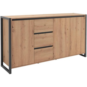 Mid.you Kommode, Eiche, Holzwerkstoff, 2 Fächer, 3 Schubladen, 160x88x40 cm, Wohnzimmer, Kommoden & Sideboards, Kommoden