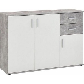 Mid.you Kommode, Grau, Weiß, Kunststoff, 1 Fächer, 2 Schubladen, 121x83x35 cm, Made in Germany, Wohnzimmer, Kommoden & Sideboards, Kommoden