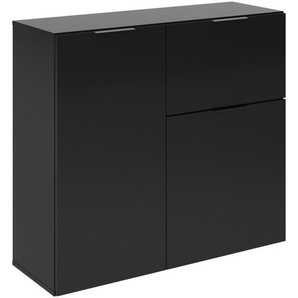 Mid.you Kommode, Schwarz, Kunststoff, 3 Fächer, 1 Schubladen, 90x80x32 cm, Made in Germany, stehend, hängend, Wohnzimmer, Kommoden & Sideboards, Kommoden