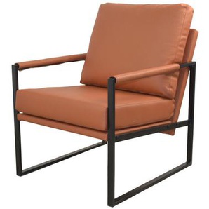 Mid.you Loungesessel, Braun, Cognac, Metall, eckig, 65x90x81 cm, abwischbar, gepolsterte Armlehnen, Loungemöbel, Lounge-Sessel