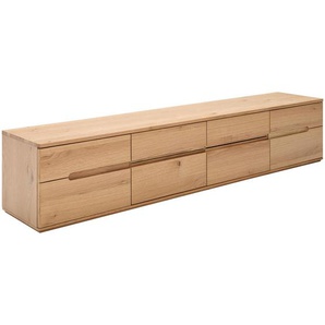 Mid.you Lowboard, Natur, Holz, Holzwerkstoff, Eiche, furniert, massiv, 8 Schubladen, 200x40x40 cm, Wohnzimmer, Wohnwände, Lowboards