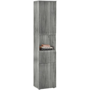 Mid.you Midischrank, Eiche grau, Holzwerkstoff, 2 Fächer, 1 Schubladen, 40x136x31 cm, stehend, Badezimmer, Badezimmerschränke, Midischränke