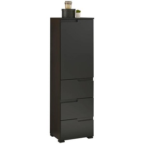 Mid.you Midischrank, Schwarz, Holzwerkstoff, 1 Fächer, 3 Schubladen, 40x134x32 cm, Made in EU, stehend, Badezimmer, Badmöbelsets & -serien, Badmöbel-Serien