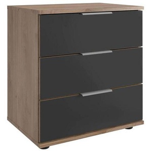 Mid.you Nachtschrank, Grau, Eiche, Metall, 3 Schubladen, 52x58x38 cm, BQ - Bündnis für Qualität, Made in Germany, DIN EN ISO 9001, Typenauswahl, Schlafzimmer, Nachttische