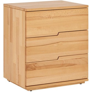 Mid.you Nachtschrank, Holz, Kernbuche, massiv, 3 Schubladen, 50x60x40 cm, Schlafzimmer, Nachttische